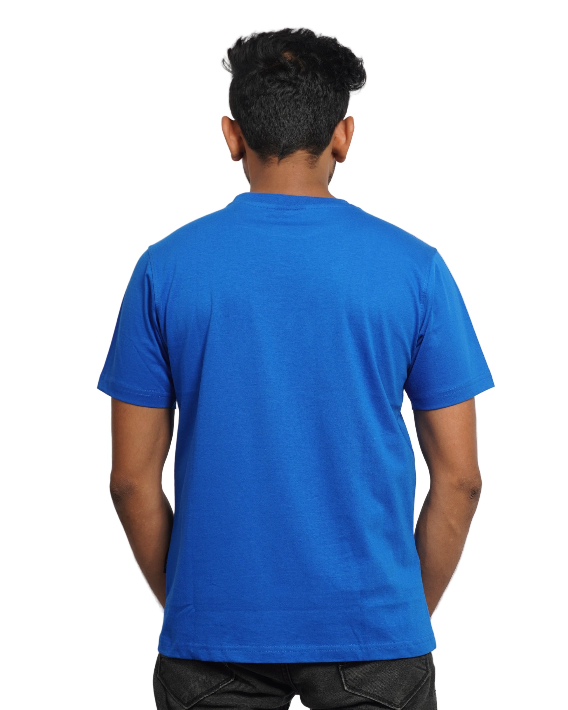 Blue T-shirt back view