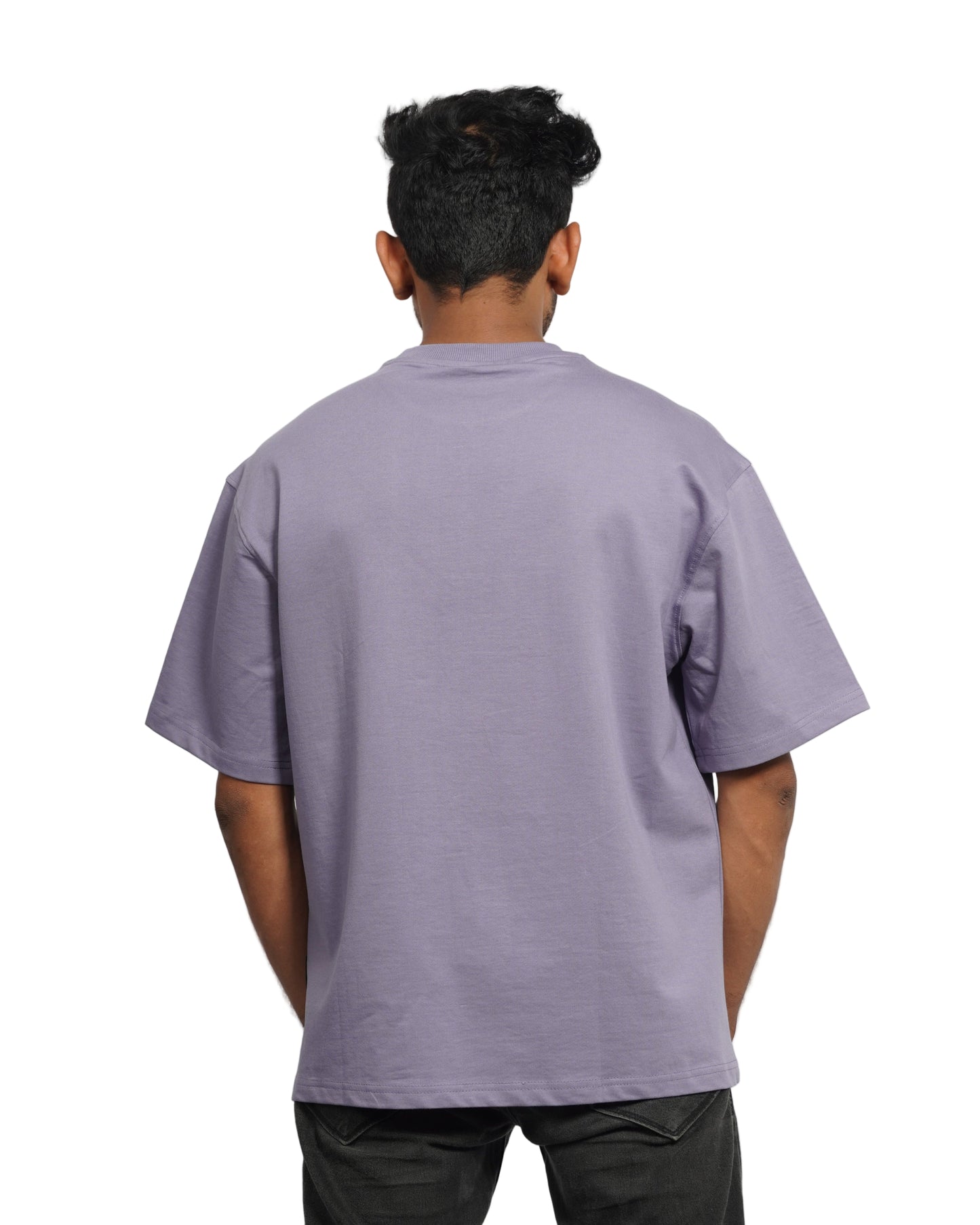 Person wearing a Lavender oversize t-shirt