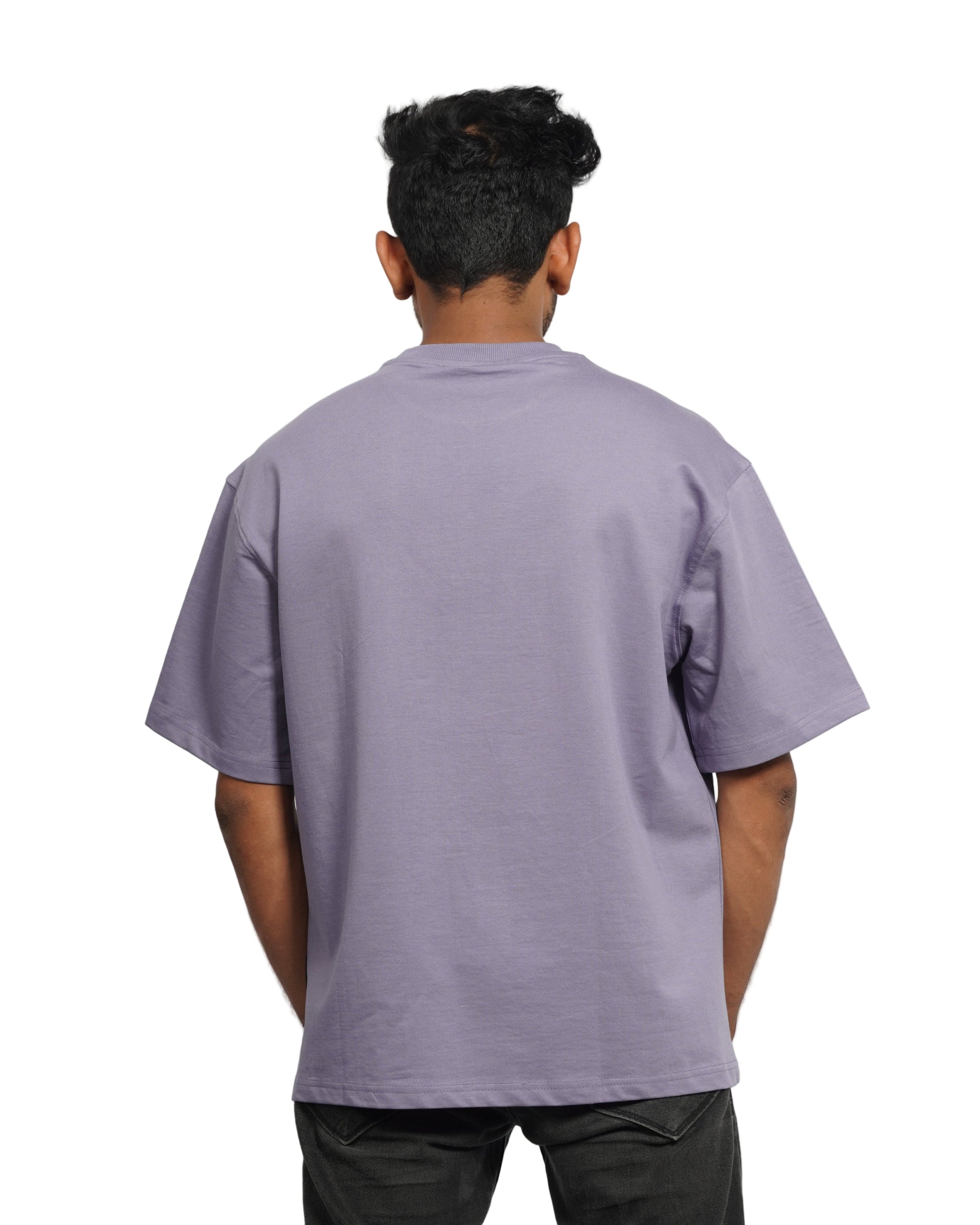 Person wearing a Lavender oversize t-shirt