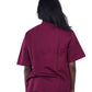 Person wearing a Maroon oversize t-shirt 