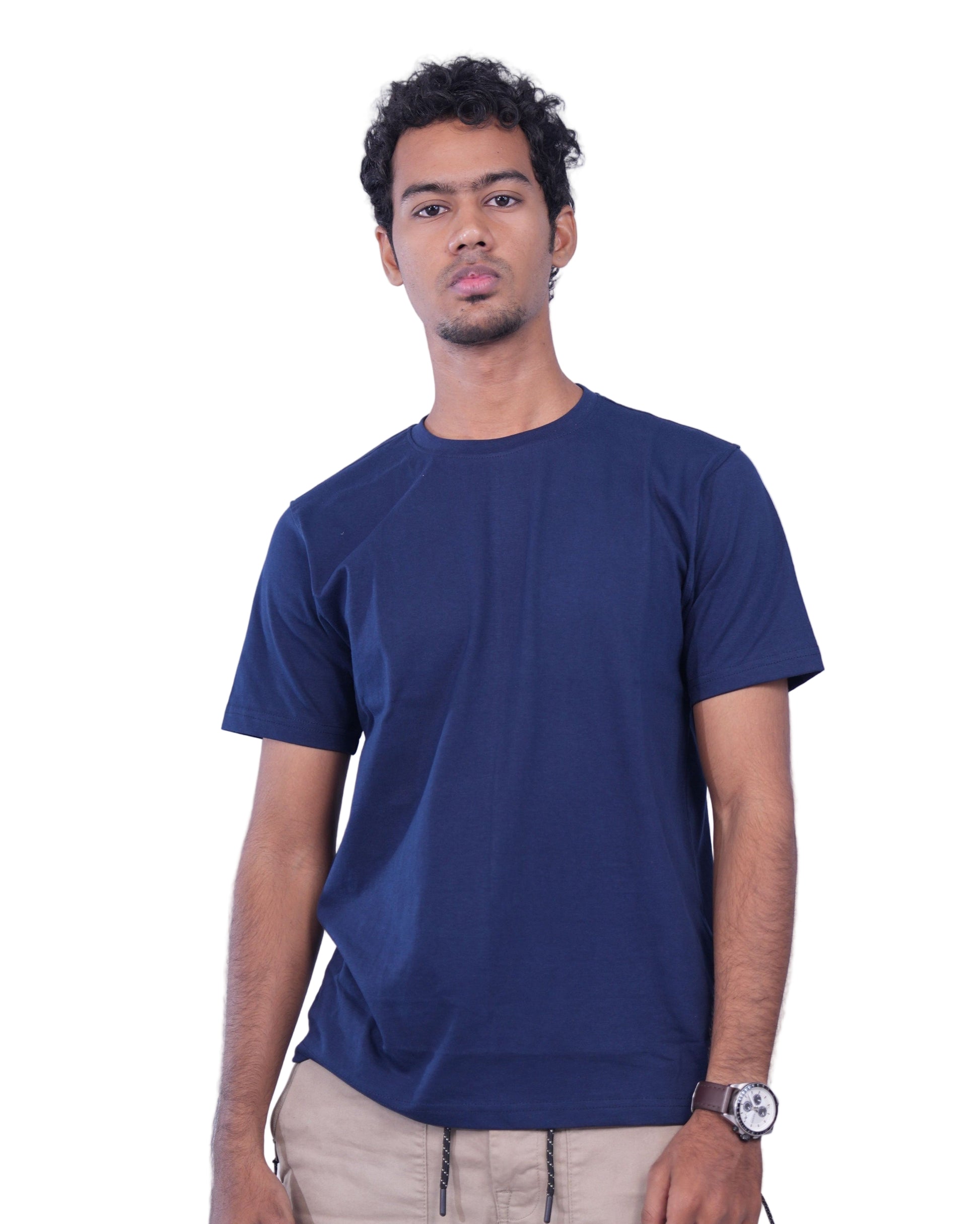 navy T-shirt and  pants 