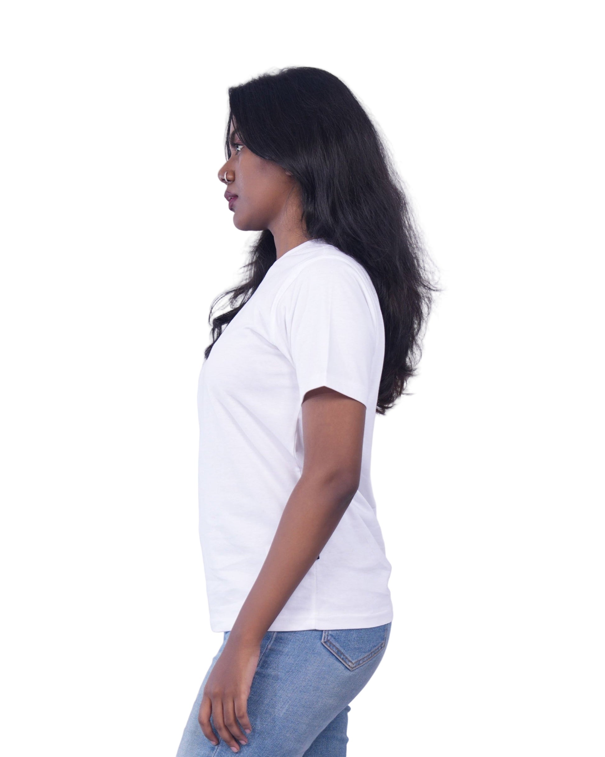 white t-shirt left view
